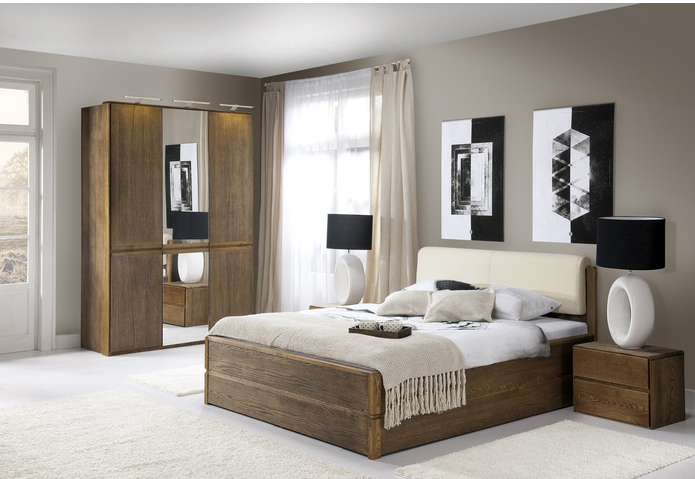 ATLANTA zestaw dębowych mebli do sypialni w kolorze dąb palony