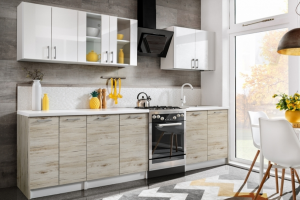 Kuchnia eko biały-bordeaux - 280 cm