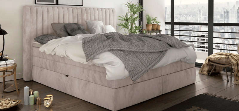 MINOLA - łóżko kontynentalne z pojemnikiem,