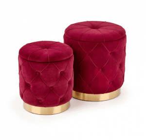 ZESTAW DWÓCH PUF POLLY Bordowy