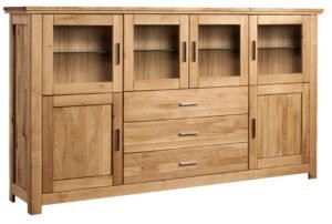 PORTO 48 Komoda dębowa   z szufladami i podświetleniem, kredens 230 cm DEKORT