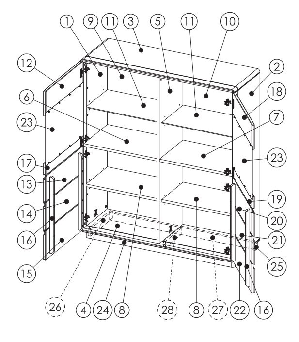 ATLANTA-48 dębowa komoda z podświetlaniem, witryna, DEKORT