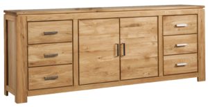 Dębowa, masywna komoda 220 cm z szufladami FARO 49 Dekort