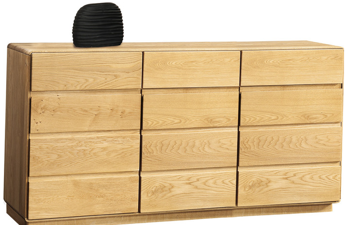 ATLANTA-49 szeroka dębowa komoda z szufladami, do salonu DEKORT