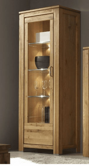 Dębowa witryna 80 cm z podświetleniem FARO 10 LEWA Dekort