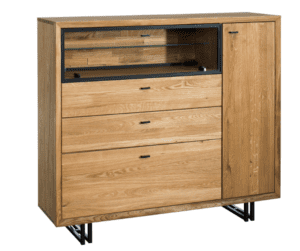 Dębowa komoda z szufladami i podświetleniem 130 cm VIGO 47 - DEKORT