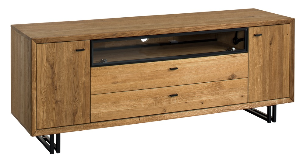 VIGO 25 - ekskluzywna komoda dębowa RTV 180 cm z szufladami i podświetleniem  - DEKORT