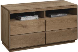 ATLANTA-22 jednodrzwiowa dębowa szafka RTV z szufladami 120 cm