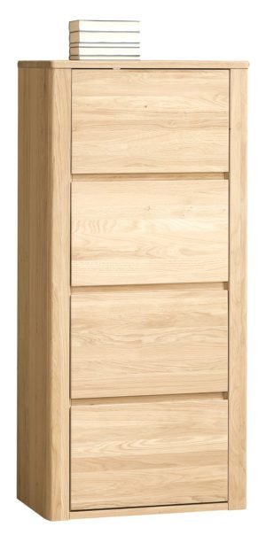 ORLANDO-50 wąska, dębowa szafka z szufladami - bianco, bursztyn, natura 70 cm