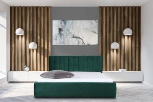 Łóżko tapicerowane z przeszyciami pionowymi CLASSIC 120