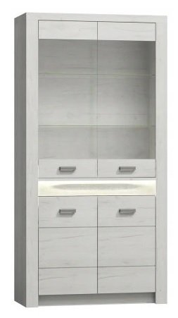 INDIANA-3 wysoka witryna z przeszkleniem 100 cm Kraft Biały