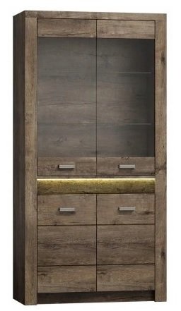 INDIANA-3 wysoka witryna z przeszkleniem 100 cm Jesion Ciemny