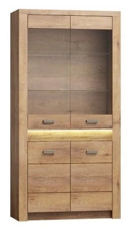INDIANA-3 wysoka witryna z przeszkleniem 100 cm Jesion Jasny