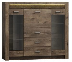 INDIANA-8 dwudrzwiowa komoda z szufladami i barkiem 140 cm Jesion Ciemny