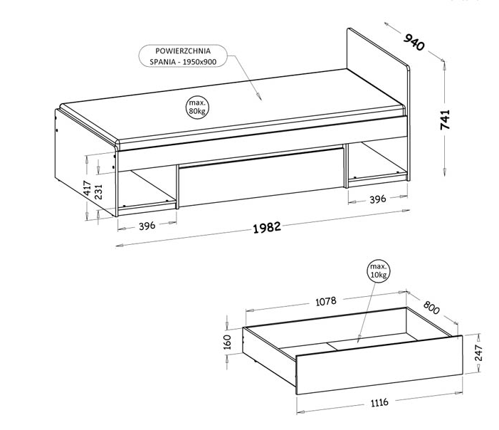 łóżko arca 9 wymiary