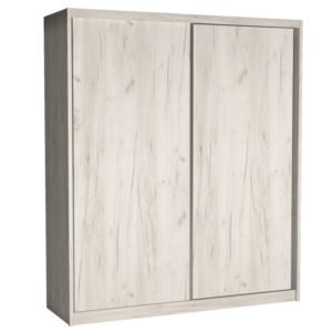 MACIEJ szafa przesuwna z szufladami 180 x H-240 cm DĄB KRAFT BIAŁY