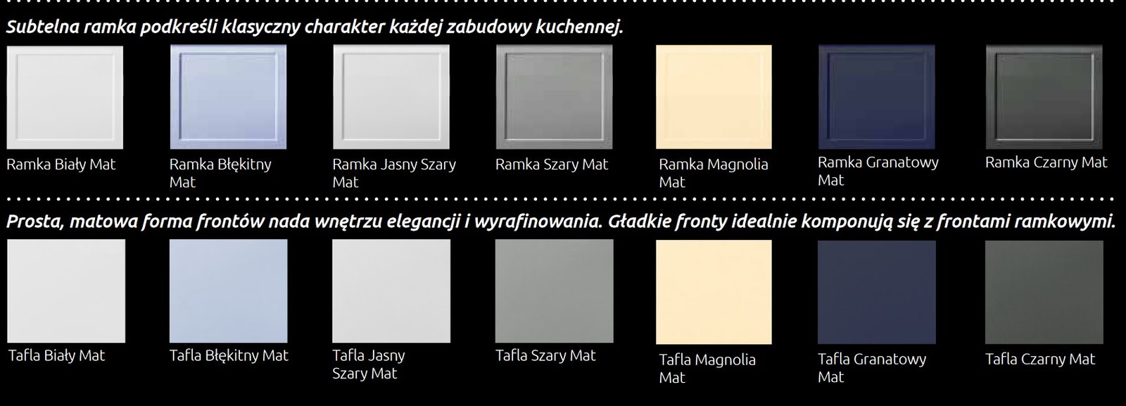 NAVIA kolory frontów Ramka Mat