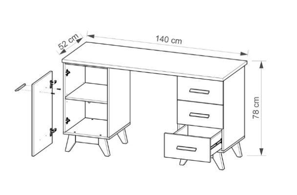 SVEN 12 młodzieżowe biurko w stylu skandynawskim z szufladami