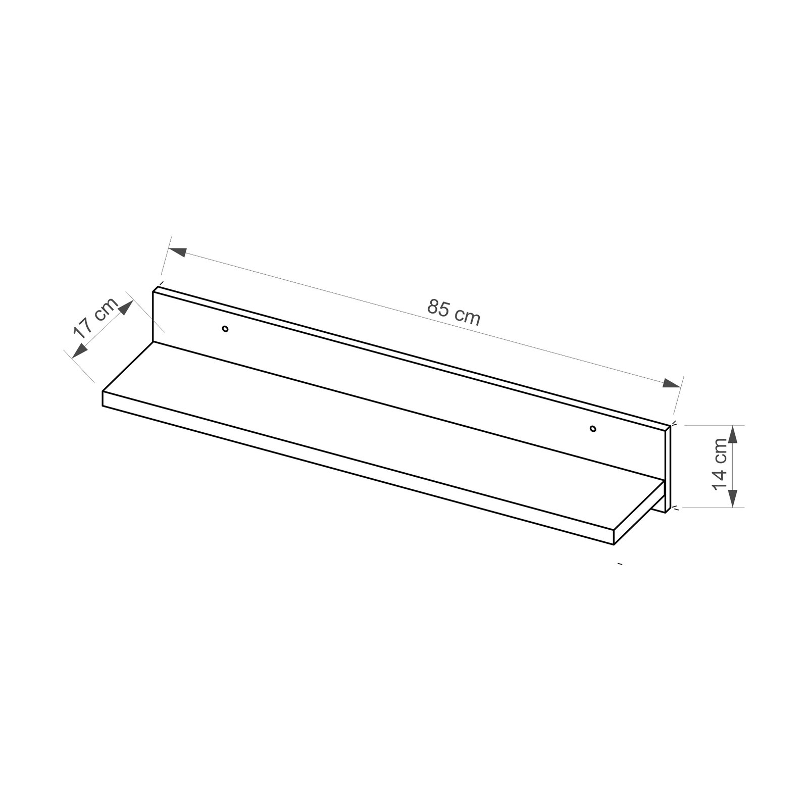 SVEN 16 półka ścienna wisząca 85 cm w stylu skandynawskim