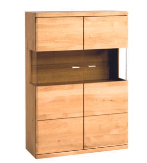 BOSTON 45 przeszklona komoda dębowa 100 cm z podświetleniem