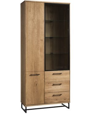 LAGOS 10 witryna dębowa w stylu loft z szufladami i podświetleniem 90 cm Dekort