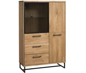 LAGOS 45 witryna dębowa z szufladami i podświetleniem w stylu loft 90 cm Dekort