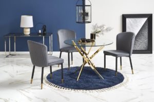 RAYMOND - stół okrągły glamour ze szklanym blatem