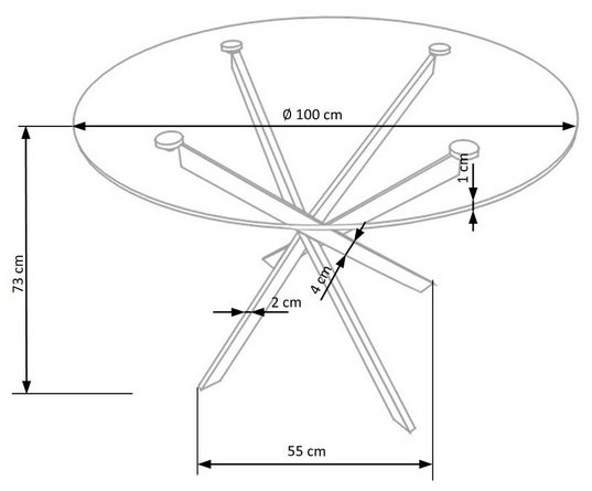 RAYMOND - stół okrągły glamour ze szklanym blatem