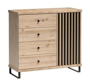 CALI-C5 komoda na nóżkach z szufladami i lamelami 100 cm, z montażem DĄB ARTISAN