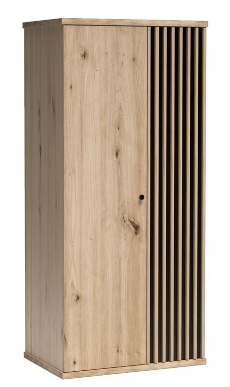 CALI-C1 dwudrzwiowa szafa na czarnych nóżkach z lamelami, z montażem - DĄB ARTISAN