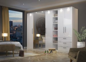 Zestaw szaf do sypialni OPTIMA Biały Połysk / Biały Połysk
