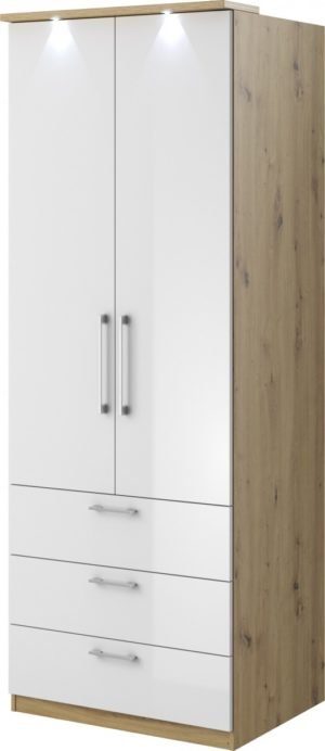 Szafa OPTIMA typ-68  Dąb Artisan / Biały Połysk