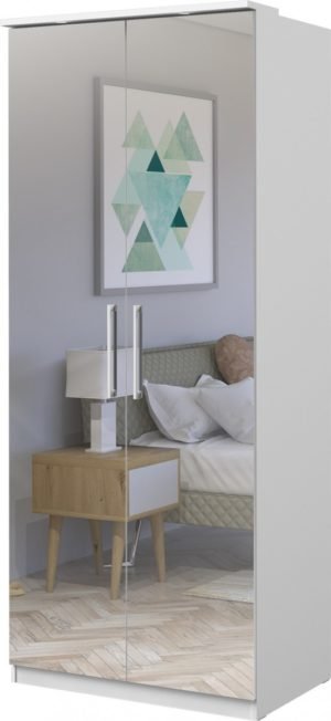 Szafa OPTIMA z lustrem typ-58  Biały / Biały Połysk