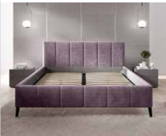 RIVA łóżko tapicerowane z pojemnikiem na pościel + stelaż drewniany, podnośniki gazowe