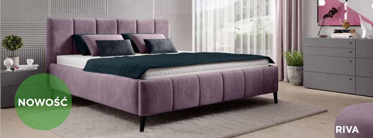 RIVA łóżko tapicerowane z pojemnikiem na pościel + stelaż drewniany, podnośniki gazowe