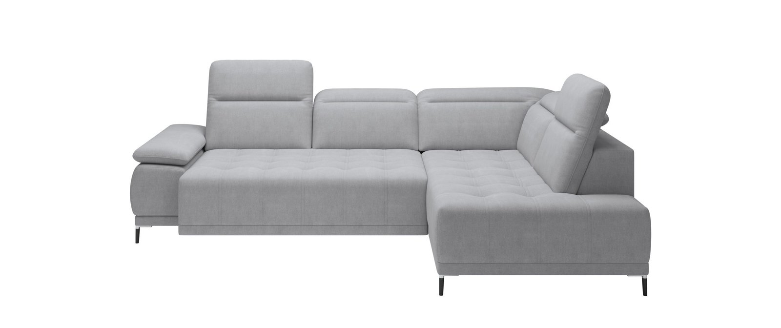 FOCUS L - narożnik z elektrycznie wysuwanym siedziskiem i ruchomymi zagłówkami, na smukłych nóżkach