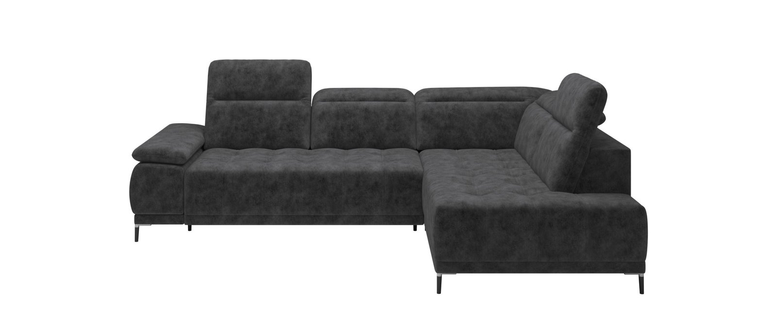 FOCUS L - narożnik z elektrycznie wysuwanym siedziskiem i ruchomymi zagłówkami, na smukłych nóżkach