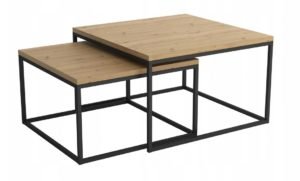 LOFT - zestaw dwóch stolików dąb artisan LOFT 76 oraz 66 cm