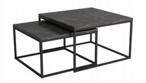 LOFT - zestaw dwóch stolików marmur ciemny LOFT 76 oraz 66 cm