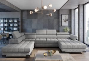 SELVA XL - narożnik rozkładany z pojemnikiem na pościel, na nóżkach