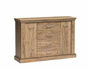 ANTICA-1 stylowa komoda dwudrzwiowa z szufladami 140 cm KRAFT ZŁOTY