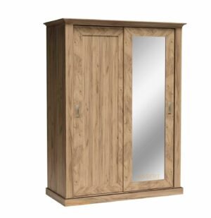 ANTICA-146 stylowa szafa dwudrzwiowa z lustrem i szufladami 148 cm KRAFT ZŁOTY