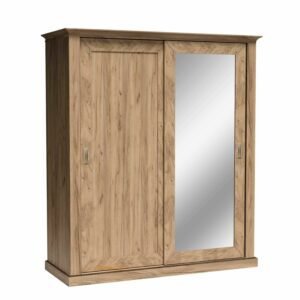 ANTICA-183 stylowa szafa dwudrzwiowa z lustrem i szufladami 185 cm KRAFT ZŁOTY