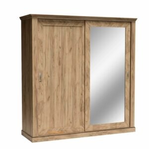 ANTICA-211 stylowa szafa dwudrzwiowa z lustrem i szufladami 213 cm KRAFT ZŁOTY