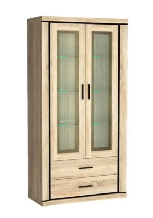 DALLAS-17 wysoka witryna z szufladami 100 cm Dąb Sonoma, Truflowy