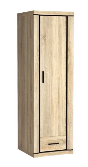 DALLAS-19 wąska szafa jednodrzwiowa z szufladą 60 cm Dąb Sonoma, Truflowy