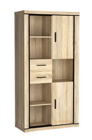 DALLAS-23 regał dwudrzwiowy z szufladami 100 cm Dąb Sonoma, Truflowy