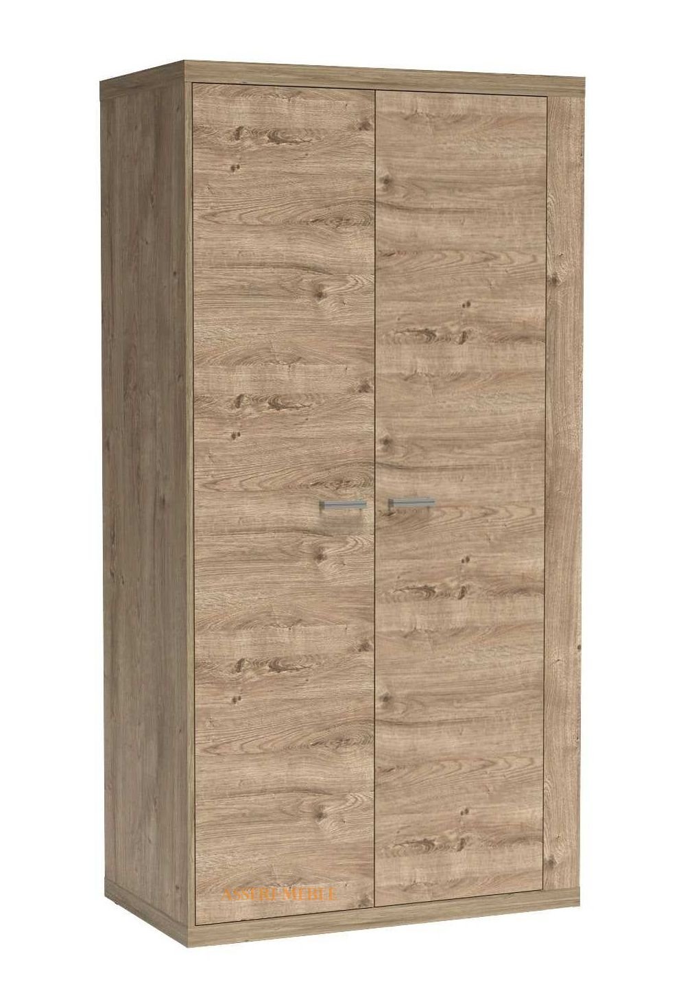 NATURAL N1 dwudrzwiowa szafa z drążkiem i półkami w kolorze DĄB RIBBECK - JARSTOL