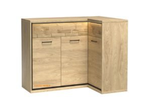 MEDIOLAN-15 komoda narożna z szufladami dębowymi 127 x 101 cm HIKORA NATURALNA