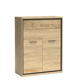 MEDIOLAN-6 komoda dwudrzwiowa z szufladami i deską dębową 90 cm